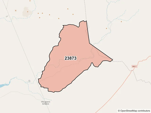 Mapa del código postal 23873, Comondú, Baja California Sur