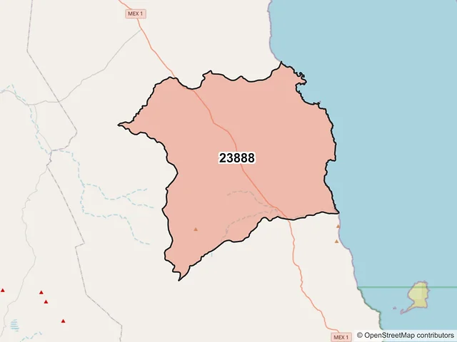 Mapa del código postal 23888, Loreto, Baja California Sur