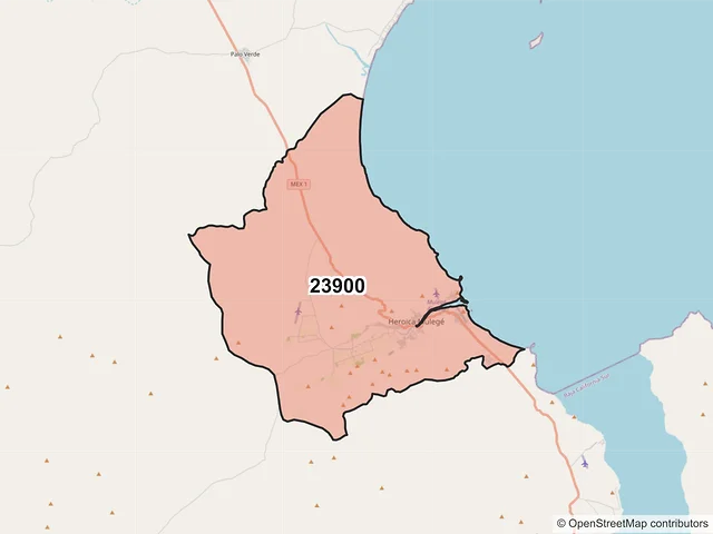 Mapa del código postal 23900, Mulegé, Baja California Sur