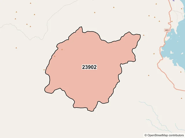 Mapa del código postal 23902, Mulegé, Baja California Sur