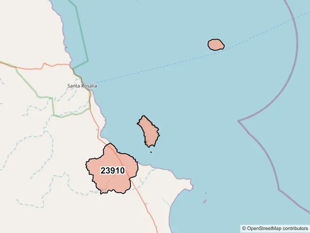 Mapa del código postal 23910, Mulegé, Baja California Sur