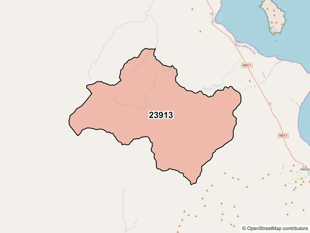 Mapa del código postal 23913, Mulegé, Baja California Sur