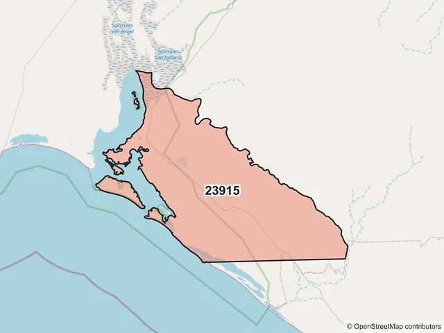 Mapa del código postal 23915, Mulegé, Baja California Sur