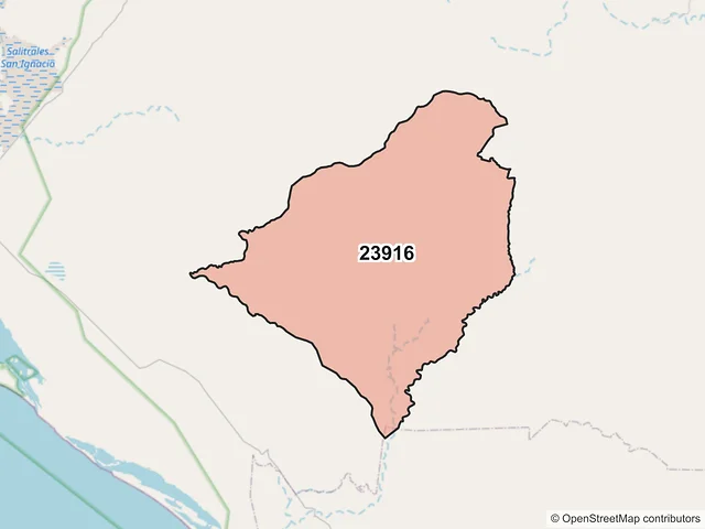 Mapa del código postal 23916, Mulegé, Baja California Sur