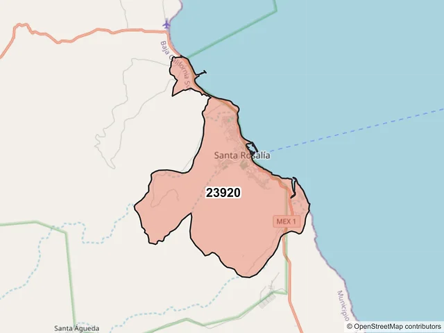 Mapa del código postal 23920, Mulegé, Baja California Sur