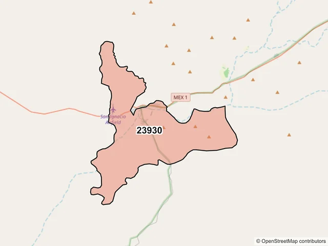 Mapa del código postal 23930, Mulegé, Baja California Sur