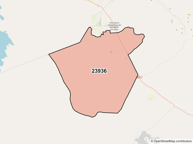 Mapa del código postal 23936, Mulegé, Baja California Sur