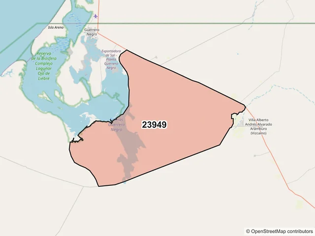 Mapa del código postal 23949, Mulegé, Baja California Sur