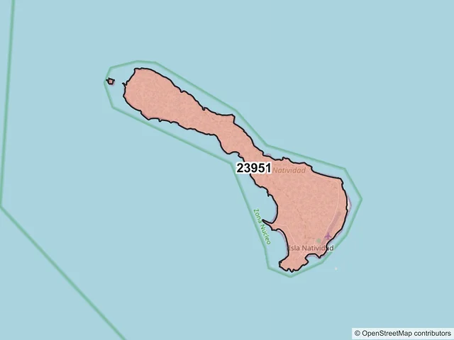 Mapa del código postal 23951, Mulegé, Baja California Sur