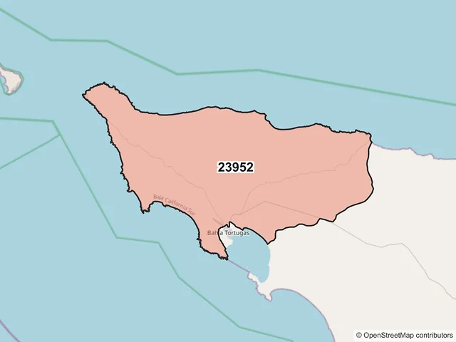 Mapa del código postal 23952, Mulegé, Baja California Sur