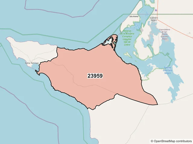 Mapa del código postal 23959, Mulegé, Baja California Sur