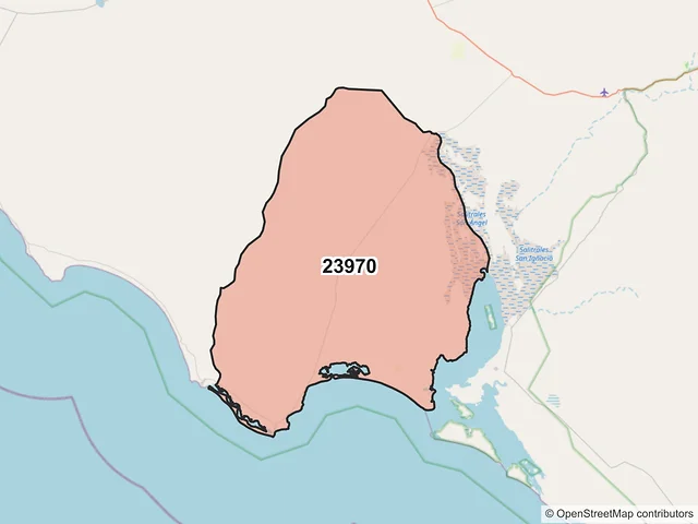 Mapa del código postal 23970, Mulegé, Baja California Sur