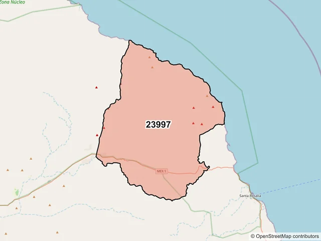 Mapa del código postal 23997, Mulegé, Baja California Sur