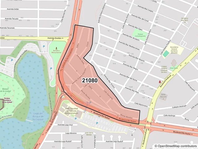 Mapa del código postal 21080, Mexicali, Baja California