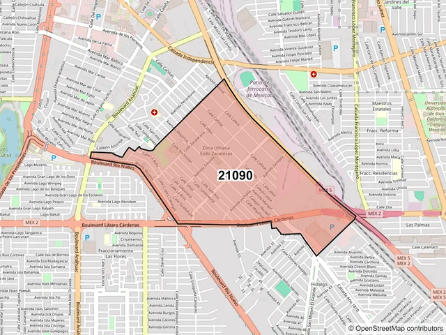Mapa del código postal 21090, Mexicali, Baja California