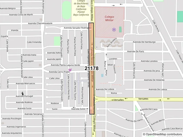 Mapa del código postal 21178, Mexicali, Baja California