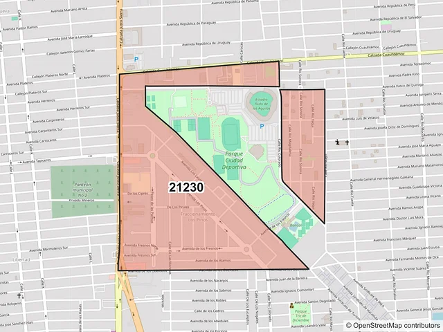 Mapa del código postal 21230, Mexicali, Baja California