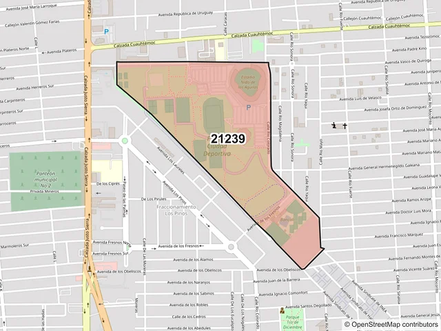 Mapa del código postal 21239, Mexicali, Baja California