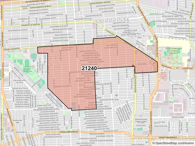 Mapa del código postal 21240, Mexicali, Baja California