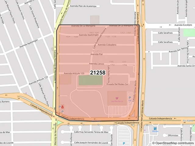 Mapa del código postal 21258, Mexicali, Baja California