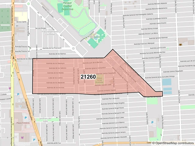 Mapa del código postal 21260, Mexicali, Baja California