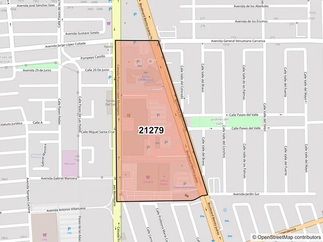 Mapa del código postal 21279, Mexicali, Baja California