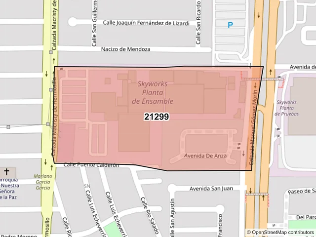 Mapa del código postal 21299, Mexicali, Baja California
