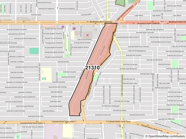 Mapa del código postal 21310, Mexicali, Baja California