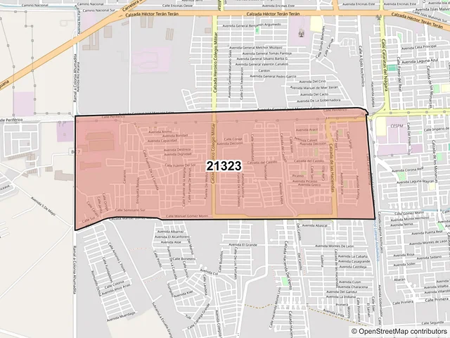Mapa del código postal 21323, Mexicali, Baja California