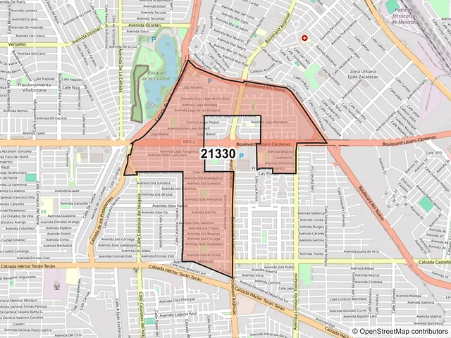 Mapa del código postal 21330, Mexicali, Baja California