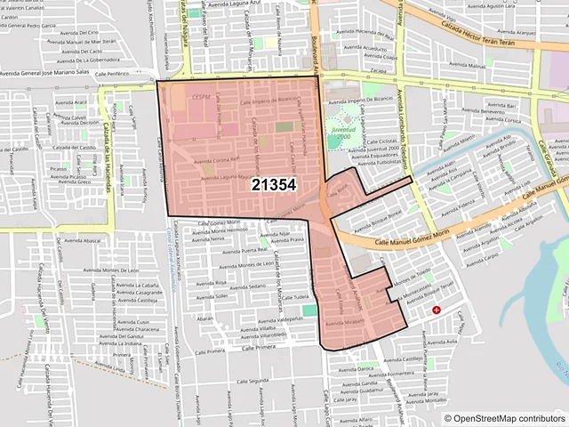 Mapa del código postal 21354, Mexicali, Baja California