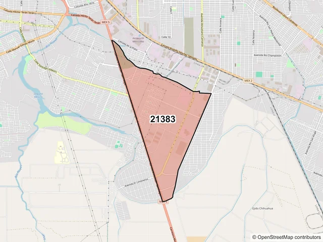 Mapa del código postal 21383, Mexicali, Baja California