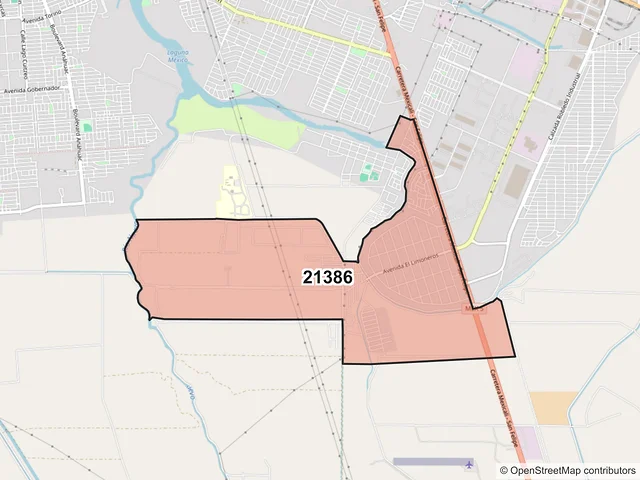 Mapa del código postal 21386, Mexicali, Baja California