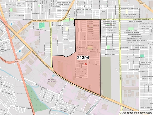 Mapa del código postal 21394, Mexicali, Baja California