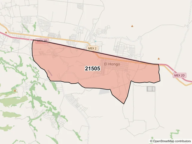 Mapa del código postal 21505, Tecate, Baja California