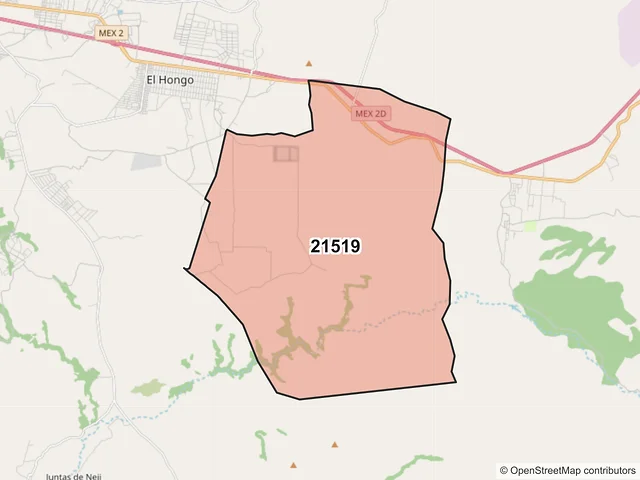 Mapa del código postal 21519, Tecate, Baja California