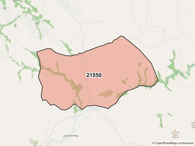 Mapa del código postal 21550, Tecate, Baja California