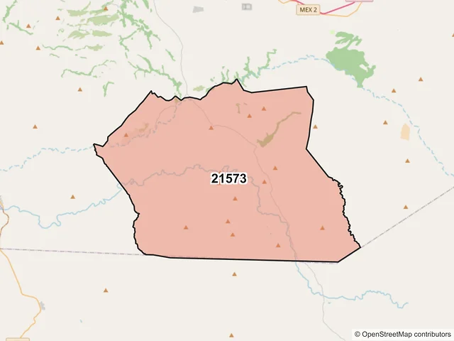 Mapa del código postal 21573, Tecate, Baja California