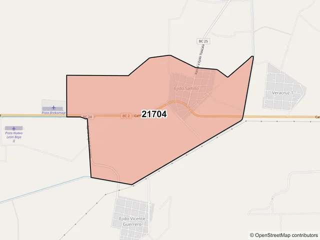 Mapa del código postal 21704, Mexicali, Baja California
