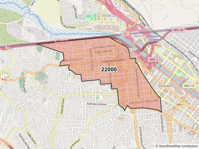 Mapa del código postal 22000, Tijuana, Baja California