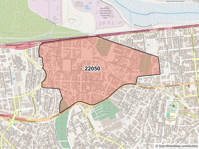 Mapa del código postal 22050, Tijuana, Baja California