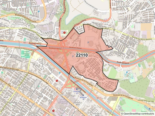 Mapa del código postal 22110, Tijuana, Baja California