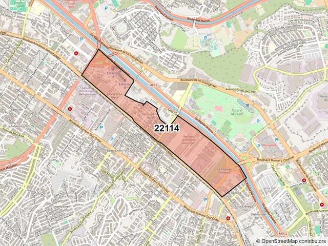 Mapa del código postal 22114, Tijuana, Baja California