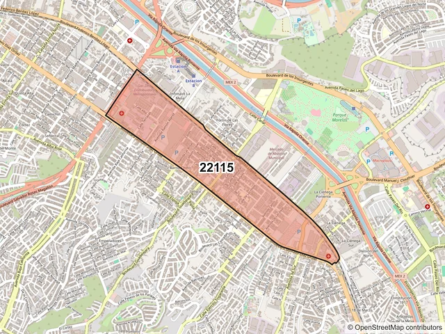 Mapa del código postal 22115, Tijuana, Baja California