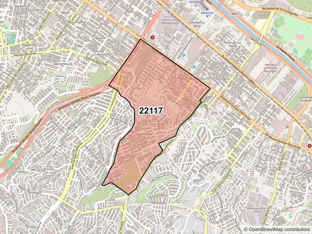 Mapa del código postal 22117, Tijuana, Baja California