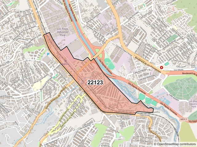 Mapa del código postal 22123, Tijuana, Baja California