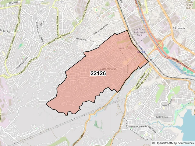 Mapa del código postal 22126, Tijuana, Baja California
