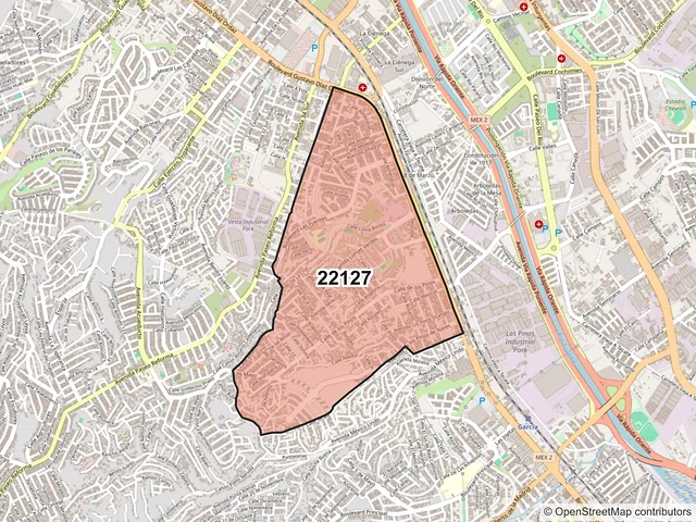 Mapa del código postal 22127, Tijuana, Baja California