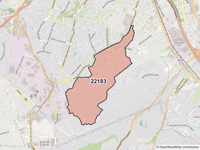 Mapa del código postal 22183, Tijuana, Baja California