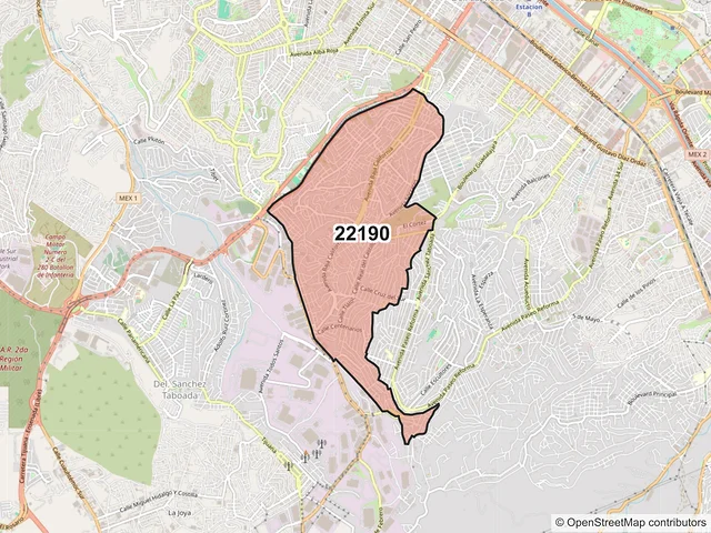 Mapa del código postal 22190, Tijuana, Baja California